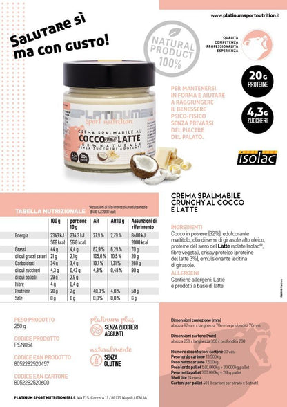 Platinum Crema Spalmabile Cocco Latte Crunchy 250g